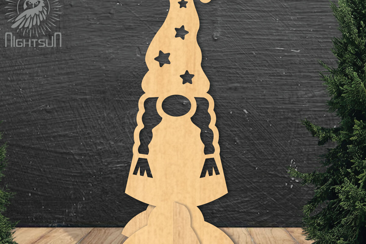 Intra απο ξύλο plywood 3mm-4mm πάχος Χριστουγεννιάτικο Gnome Διακόσμηση σπιτιού Δίασταση 15x15 cm INTRAFABR-112551530