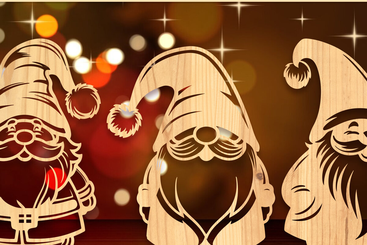 Intra απο ξύλο plywood 3mm-4mm πάχος Χριστουγεννιάτικο Gnome Δίασταση 15x15 cm INTRAFABR-109981621