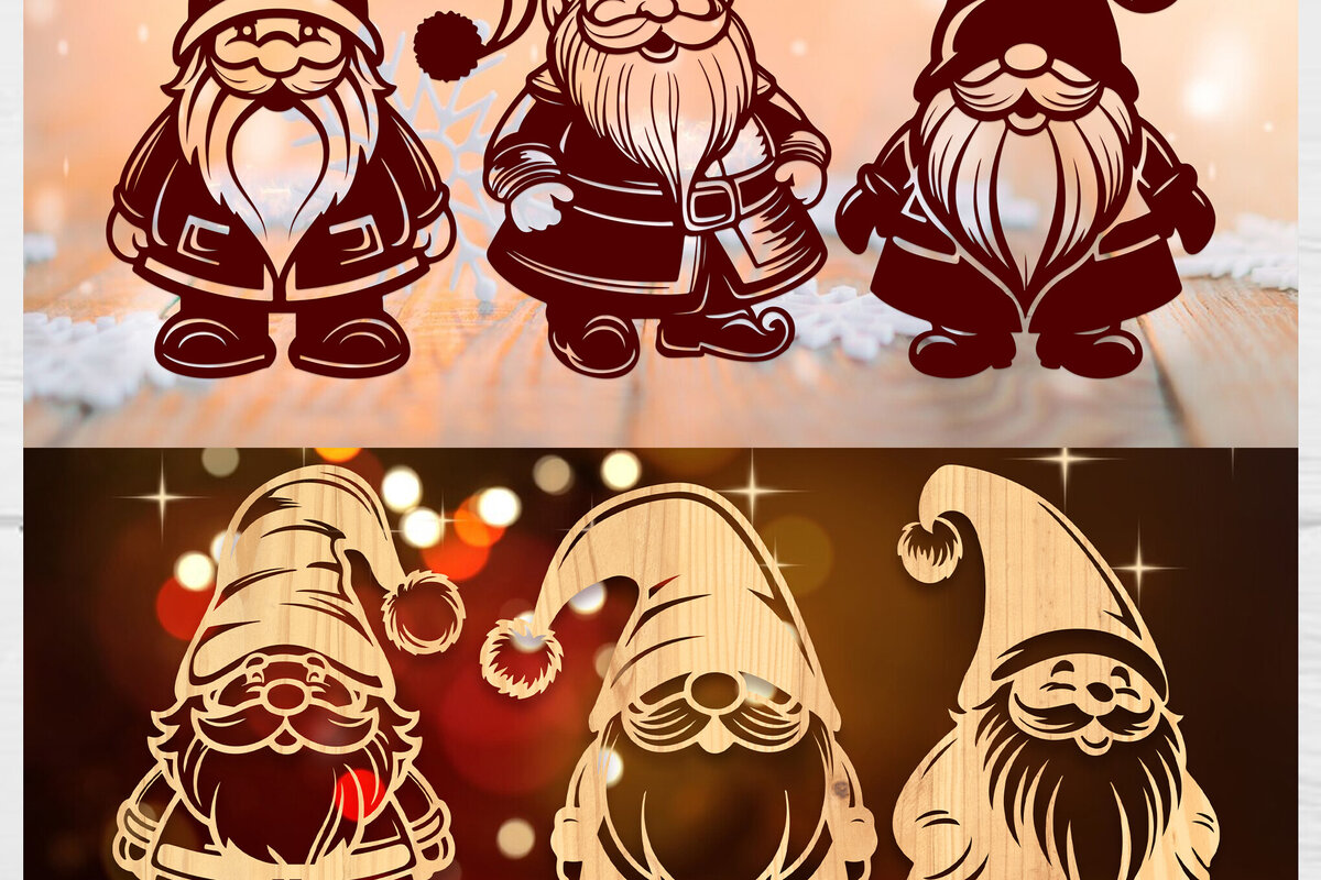 Intra απο ξύλο plywood 3mm-4mm πάχος Χριστουγεννιάτικο Gnome Δίασταση 15x15 cm INTRAFABR-110235183