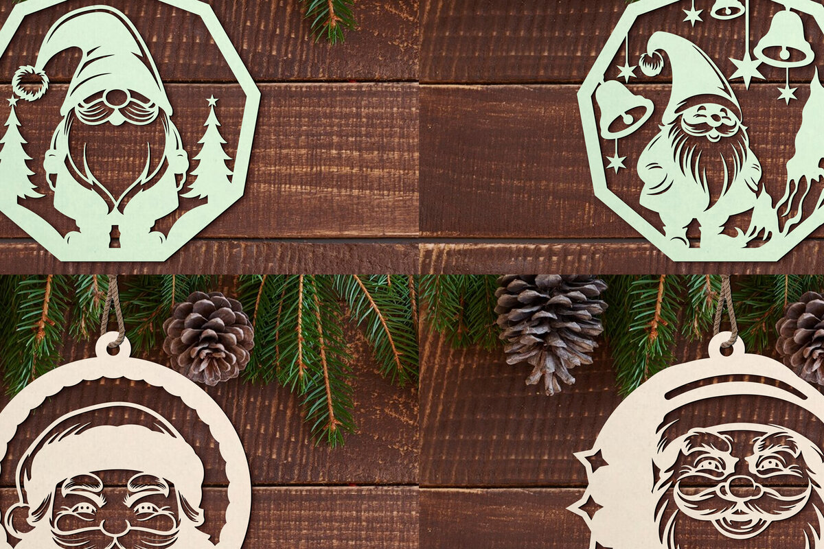 Intra απο ξύλο plywood 3mm-4mm πάχος στολίδι με χριστουγεννιάτικο Gnome  Δίασταση 8x8 cm INTRAFABR-110121237