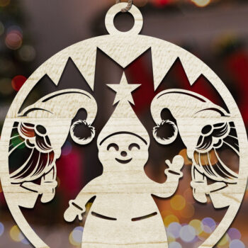 Intra απο ξύλο plywood 3mm-4mm πάχος στολίδι με χριστουγεννιάτικο Gnome  Δίασταση 8x8 cm INTRAFABR-110121259 - Image 4