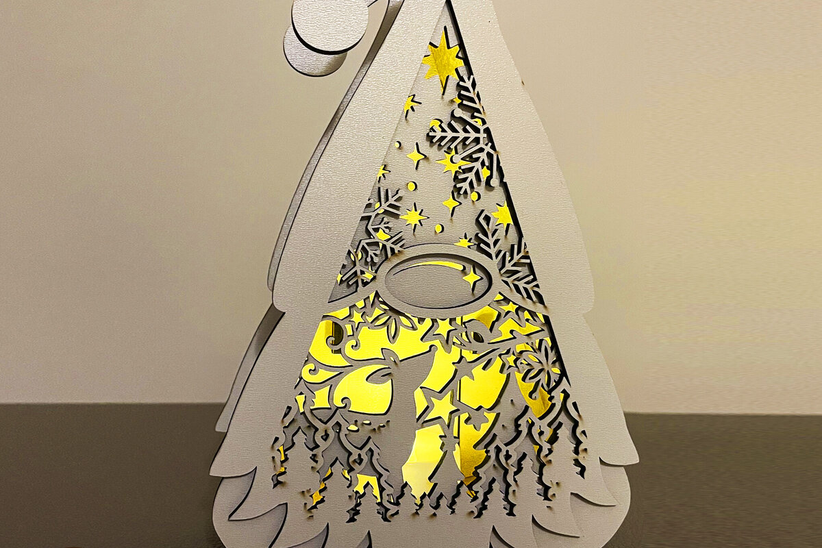 Intra απο ξύλο plywood 3mm-4mm πάχος Πρότυπο αποκοπής χριστουγεννιάτικου Gnome Light Box Δίασταση 2x2 cm INTRAFABR-109335702