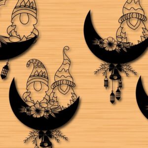 Intra απο ξύλο plywood 3mm-4mm πάχος Χριστουγεννιάτικο Gnome Moon Floral Δίασταση 30x20 cm INTRAFABR-40863068