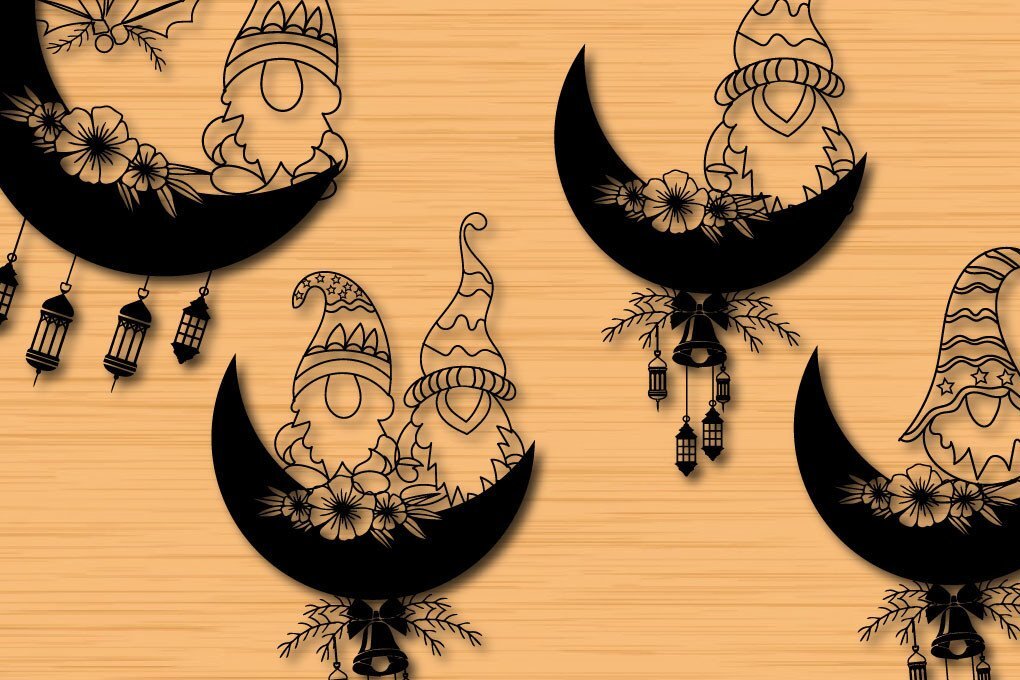 Intra απο ξύλο plywood 3mm-4mm πάχος Χριστουγεννιάτικο Gnome Moon Floral Δίασταση 30x20 cm INTRAFABR-40863068