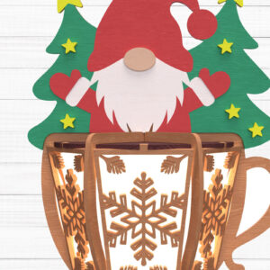 Intra απο ξύλο plywood 3mm-4mm πάχος Χριστουγεννιάτικο Gnome Κούπα Φανάρι Δίασταση 30x20 cm INTRAFABR-109837286