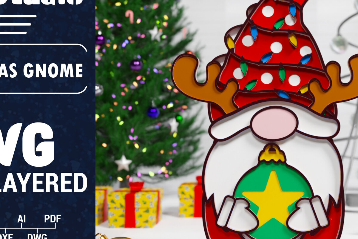 Intra απο ξύλο plywood 3mm-4mm πάχος Χριστουγεννιάτικο Gnome Multilayered PaperCut Δίασταση 1500x1500 cm INTRAFABR-75652793