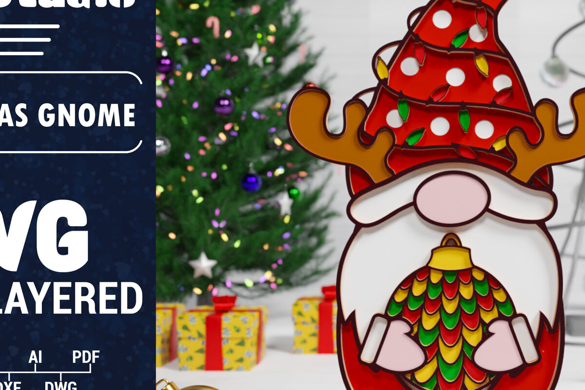 Intra απο ξύλο plywood 3mm-4mm πάχος Χριστουγεννιάτικο Gnome Multilayered PaperCut Δίασταση 1500x1500 cm INTRAFABR-75652799