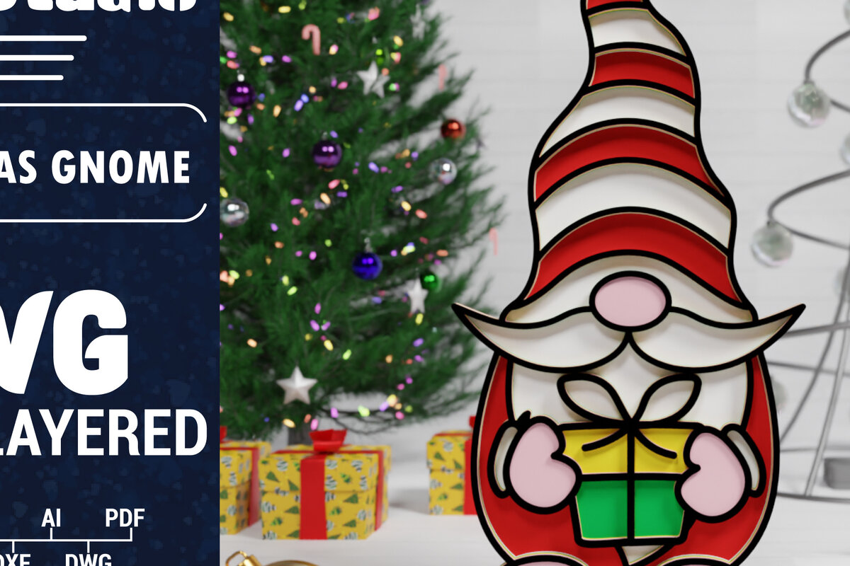 Intra απο ξύλο plywood 3mm-4mm πάχος Χριστουγεννιάτικο Gnome Multilayered PaperCut Δίασταση 1500x1500 cm INTRAFABR-74973711