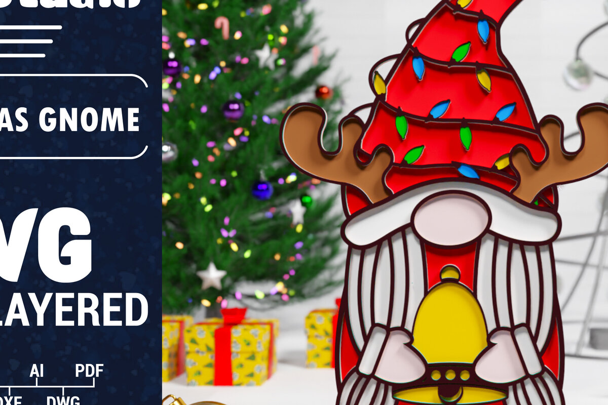 Intra απο ξύλο plywood 3mm-4mm πάχος Χριστουγεννιάτικο Gnome Multilayered PaperCut Δίασταση 1500x1500 cm INTRAFABR-75348004