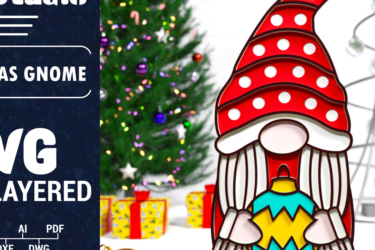 Intra απο ξύλο plywood 3mm-4mm πάχος Χριστουγεννιάτικο Gnome Multilayered PaperCut Δίασταση 1500x1500 cm INTRAFABR-75348008