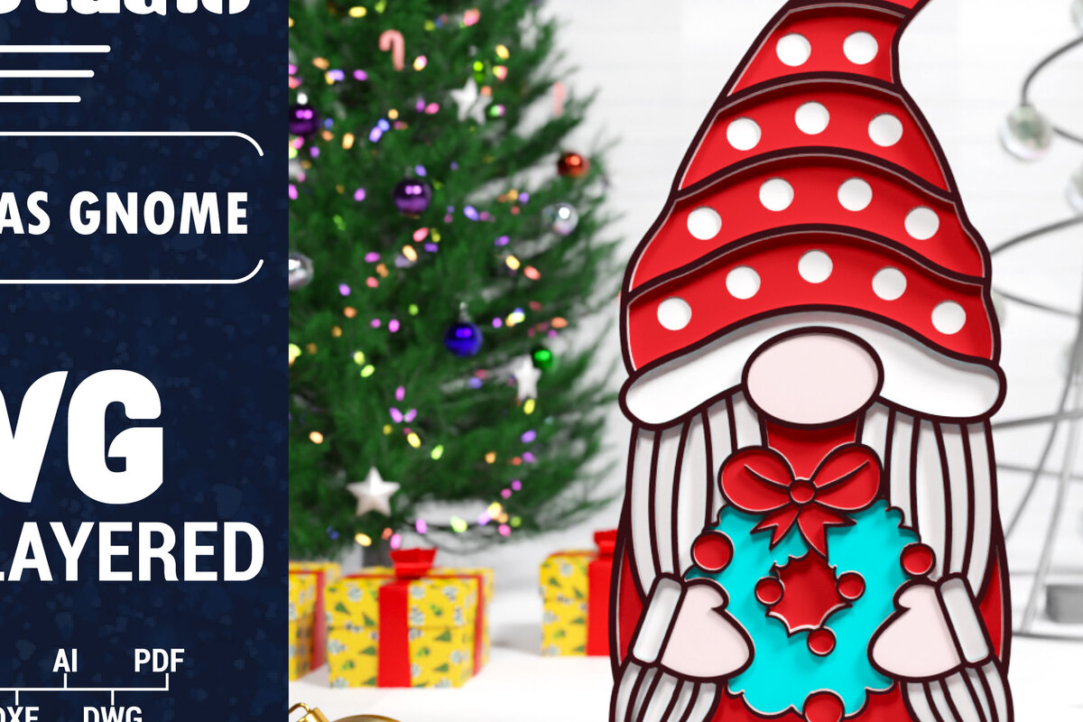 Intra απο ξύλο plywood 3mm-4mm πάχος Χριστουγεννιάτικο Gnome Multilayered PaperCut Δίασταση 1500x1500 cm INTRAFABR-75511486