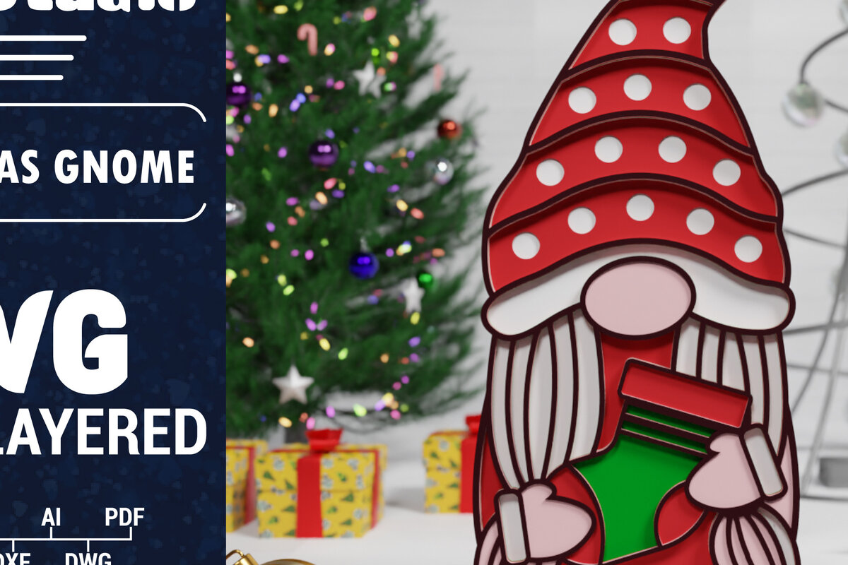 Intra απο ξύλο plywood 3mm-4mm πάχος Χριστουγεννιάτικο Gnome Multilayered PaperCut Δίασταση 1500x1500 cm INTRAFABR-75511492