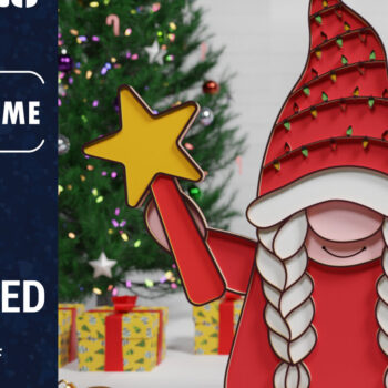 Intra απο ξύλο plywood 3mm-4mm πάχος Christmas Gnome Multilayered PaperCut B. Δίασταση 1500x1500 cm INTRAFABR-74558736 - Image 1