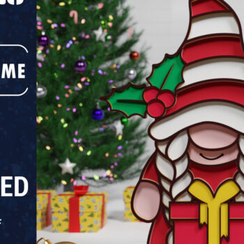 Intra απο ξύλο plywood 3mm-4mm πάχος Christmas Gnome Multilayered PaperCut B. Δίασταση 1500x1500 cm INTRAFABR-74558736 - Image 4