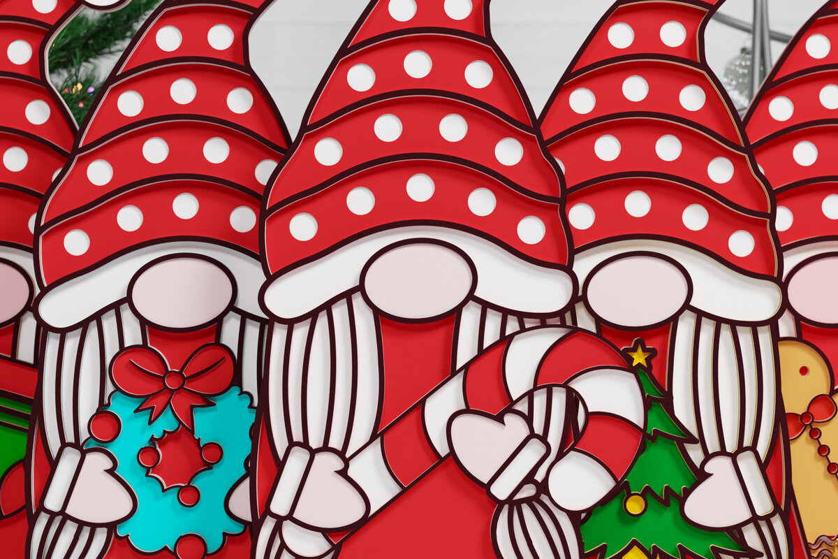 Intra απο ξύλο plywood 3mm-4mm πάχος Christmas Gnome Multilayered PaperCut Bu Δίασταση 1500x1500 cm INTRAFABR-75511662