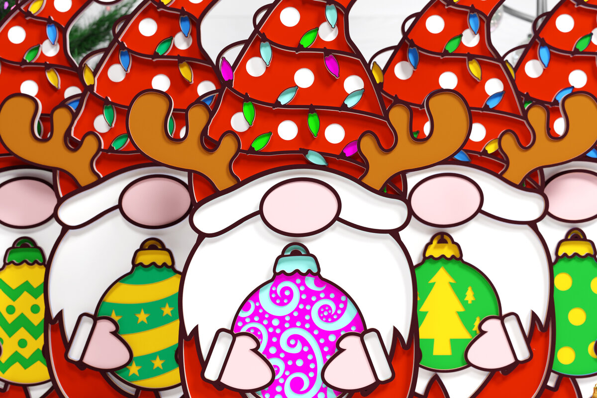 Intra απο ξύλο plywood 3mm-4mm πάχος Christmas Gnome Multilayered PaperCut Bu Δίασταση 1500x1500 cm INTRAFABR-75688278