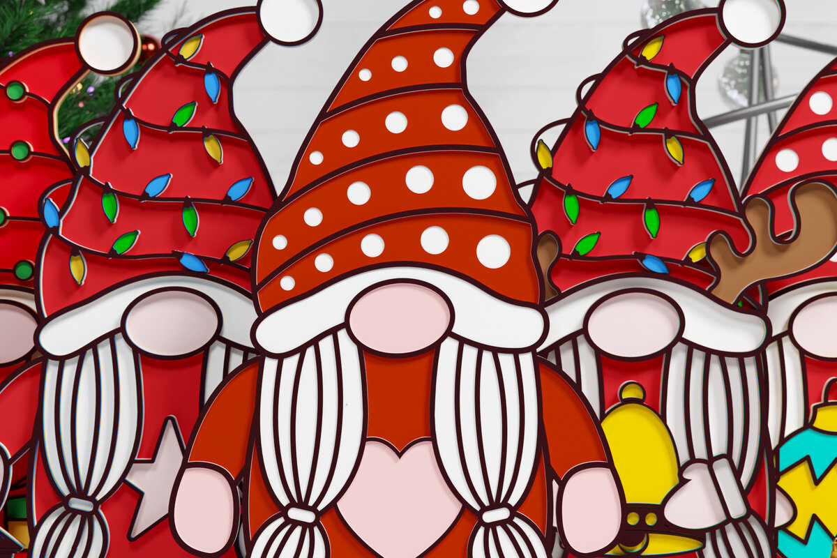 Intra απο ξύλο plywood 3mm-4mm πάχος Christmas Gnome Multilayered PaperCut Bu Δίασταση 1500x1500 cm INTRAFABR-75348168