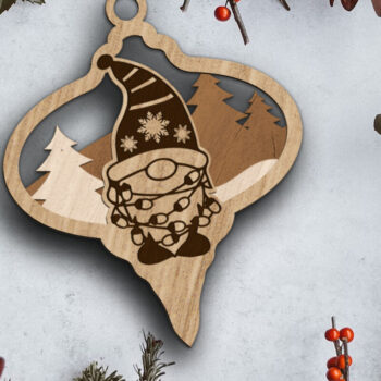 Intra απο ξύλο plywood 3mm-4mm πάχος Χριστουγεννιάτικο στολίδι Gnome, κομμένη διακόσμηση Δίασταση 3x4 cm INTRAFABR-83728383 - Image 2