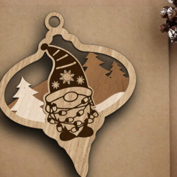 Intra απο ξύλο plywood 3mm-4mm πάχος Χριστουγεννιάτικο στολίδι Gnome, κομμένη διακόσμηση Δίασταση 3x4 cm INTRAFABR-83728383 - Image 4