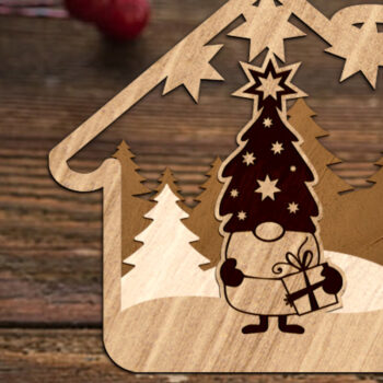 Intra απο ξύλο plywood 3mm-4mm πάχος Χριστουγεννιάτικο Gnome, Στολίδι Διακόσμηση Δίασταση 3x4 cm INTRAFABR-83394569 - Image 1