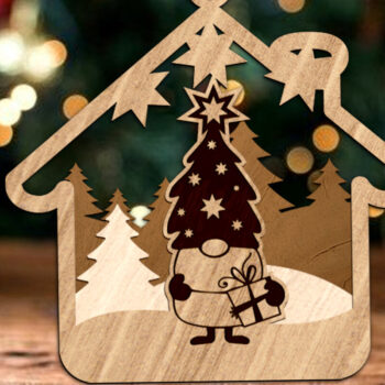 Intra απο ξύλο plywood 3mm-4mm πάχος Χριστουγεννιάτικο Gnome, Στολίδι Διακόσμηση Δίασταση 3x4 cm INTRAFABR-83394569 - Image 2