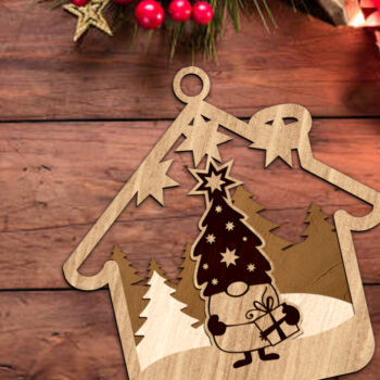 Intra απο ξύλο plywood 3mm-4mm πάχος Χριστουγεννιάτικο Gnome, Στολίδι Διακόσμηση Δίασταση 3x4 cm INTRAFABR-83394569 - Image 4