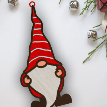 Intra απο ξύλο plywood 3mm-4mm πάχος Χριστουγεννιάτικο στολίδι Gnome, Διακόσμηση Δίασταση 4x4 cm INTRAFABR-86442384 - Image 2