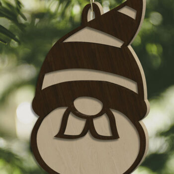 Intra απο ξύλο plywood 3mm-4mm πάχος Χριστουγεννιάτικο στολίδι Gnome, Διακοσμητικό παιχνίδι Δίασταση 4x4 cm INTRAFABR-84939887 - Image 2