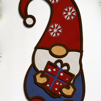 Intra απο ξύλο plywood 3mm-4mm πάχος Χριστουγεννιάτικο στολίδι Gnome, κοπής με λέιζερ Δίασταση 4x4 cm INTRAFABR-87047050 - Image 1