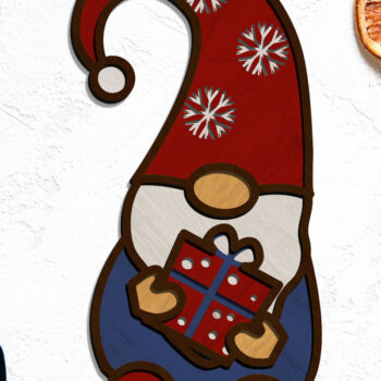 Intra απο ξύλο plywood 3mm-4mm πάχος Χριστουγεννιάτικο στολίδι Gnome, κοπής με λέιζερ Δίασταση 4x4 cm INTRAFABR-87047050 - Image 2