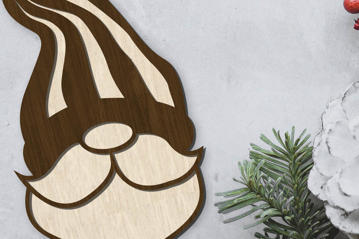 Intra απο ξύλο plywood 3mm-4mm πάχος Χριστουγεννιάτικο στολίδι Gnome, κοπής με λέιζερ Δίασταση 4x4 cm INTRAFABR-84770643 - Image 3