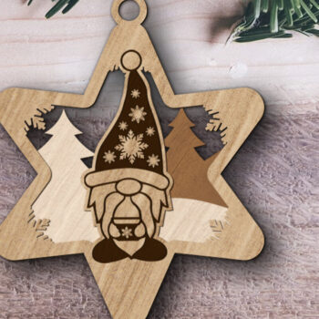 Intra απο ξύλο plywood 3mm-4mm πάχος Χριστουγεννιάτικο στολίδι Gnome, πολυστρωματική τέχνη Δίασταση 3x4 cm INTRAFABR-83797494 - Image 1