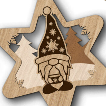 Intra απο ξύλο plywood 3mm-4mm πάχος Χριστουγεννιάτικο στολίδι Gnome, πολυστρωματική τέχνη Δίασταση 3x4 cm INTRAFABR-83797494 - Image 2