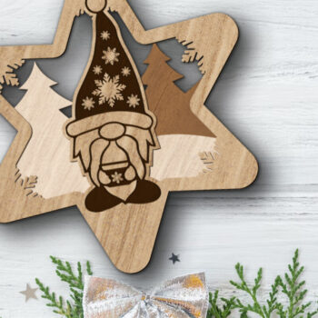 Intra απο ξύλο plywood 3mm-4mm πάχος Χριστουγεννιάτικο στολίδι Gnome, πολυστρωματική τέχνη Δίασταση 3x4 cm INTRAFABR-83797494 - Image 4