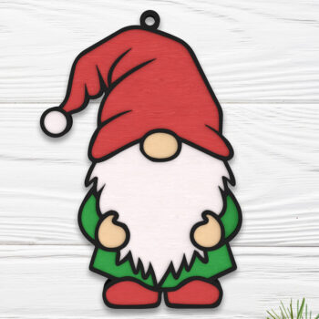 Intra απο ξύλο plywood 3mm-4mm πάχος Χριστουγεννιάτικο Στολίδι Gnome Δίασταση 8x8 cm INTRAFABR-109510633 - Image 2