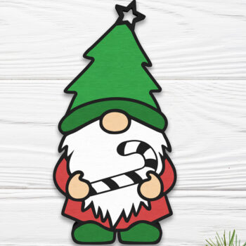 Intra απο ξύλο plywood 3mm-4mm πάχος Χριστουγεννιάτικο Στολίδι Gnome Δίασταση 8x8 cm INTRAFABR-109510633 - Image 5