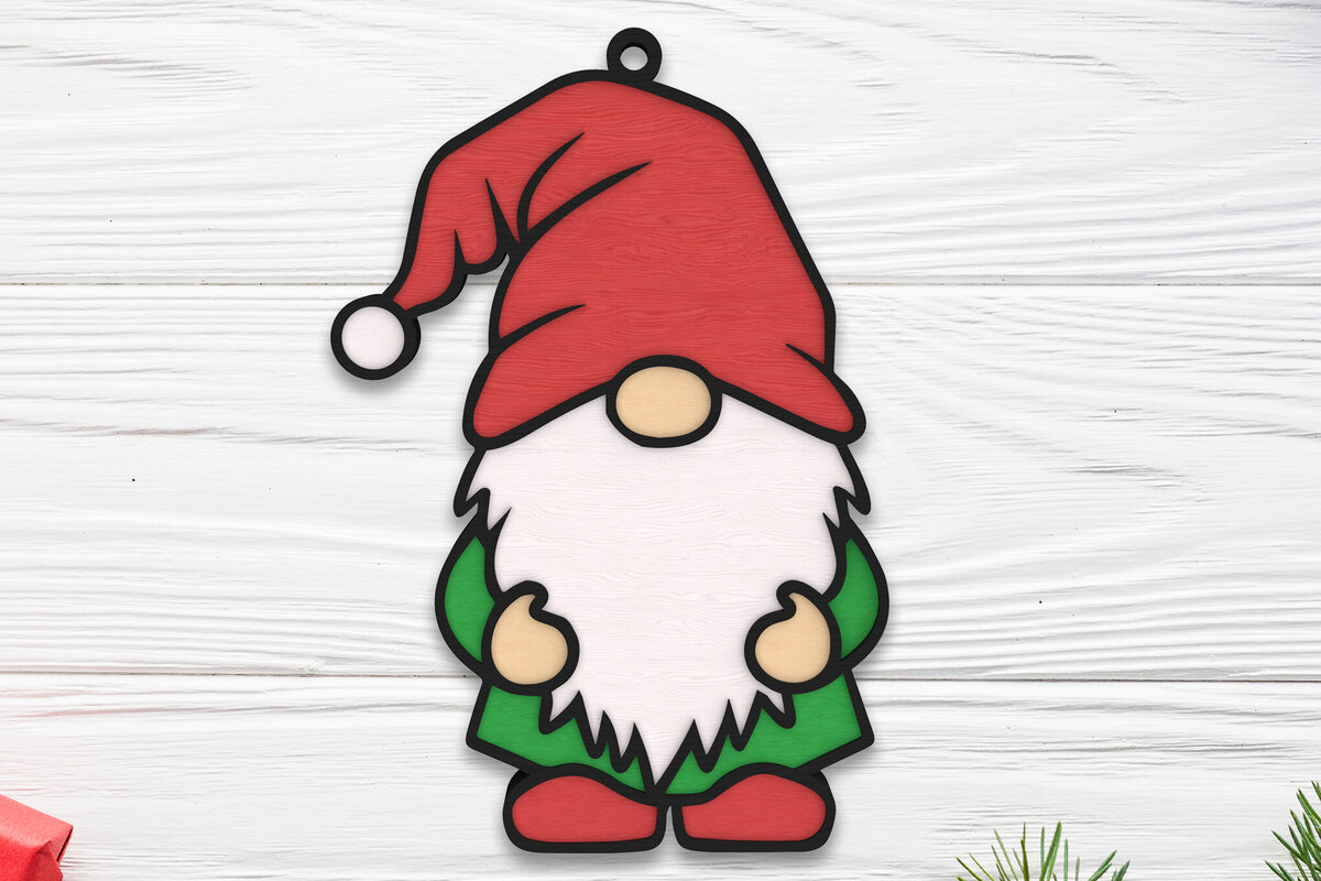 Intra απο ξύλο plywood 3mm-4mm πάχος Χριστουγεννιάτικο στολίδι gnome Δίασταση 8x8 cm INTRAFABR-109510300