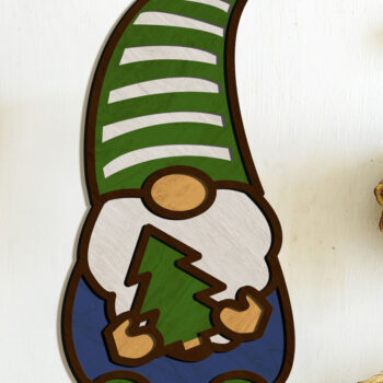 Intra απο ξύλο plywood 3mm-4mm πάχος Χριστουγεννιάτικο στολίδι Gnome, πρότυπο Δίασταση 4x4 cm INTRAFABR-86933796 - Image 1