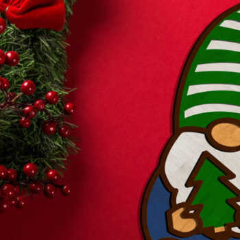 Intra απο ξύλο plywood 3mm-4mm πάχος Χριστουγεννιάτικο στολίδι Gnome, πρότυπο Δίασταση 4x4 cm INTRAFABR-86933796 - Image 3