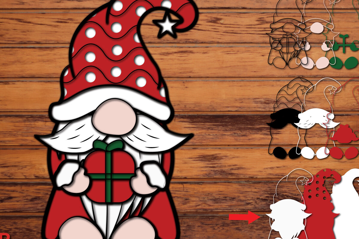 Intra απο ξύλο plywood 3mm-4mm πάχος Χριστουγεννιάτικο Gnome Paper Cut τρισδιάστατο Δίασταση 1200x1200 cm INTRAFABR-51013729