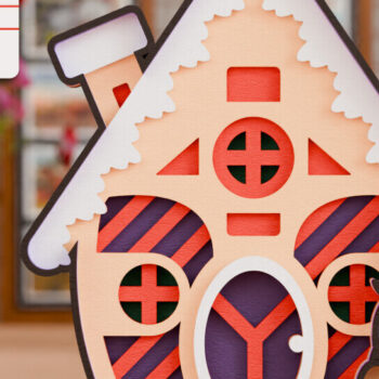 Intra απο ξύλο plywood 3mm-4mm πάχος Χριστουγεννιάτικο Gnome με House 3D Multilayer Δίασταση 20x30 cm INTRAFABR-112166834 - Image 1