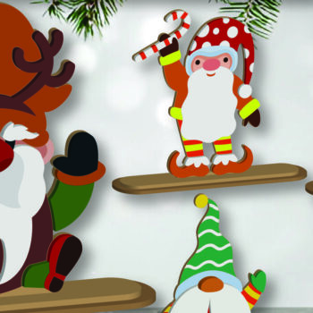 Intra απο ξύλο plywood 3mm-4mm πάχος Cut Christmas Gnomes  Δίασταση 15x15 cm INTRAFABR-109700112 - Image 1