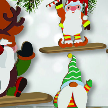 Intra απο ξύλο plywood 3mm-4mm πάχος Cut Christmas Gnomes  Δίασταση 15x15 cm INTRAFABR-109700112 - Image 2