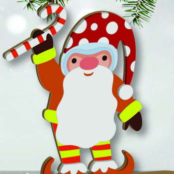 Intra απο ξύλο plywood 3mm-4mm πάχος Cut Christmas Gnomes  Δίασταση 15x15 cm INTRAFABR-109700112 - Image 4