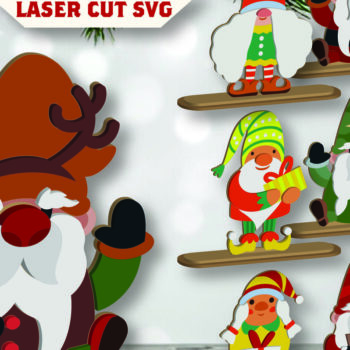 Intra απο ξύλο plywood 3mm-4mm πάχος Cut Christmas Gnomes  Δίασταση 15x15 cm INTRAFABR-109700399 - Image 1