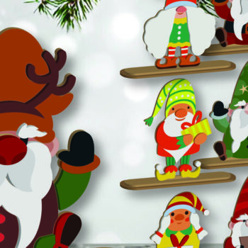 Intra απο ξύλο plywood 3mm-4mm πάχος Cut Christmas Gnomes  Δίασταση 15x15 cm INTRAFABR-109700399 - Image 2