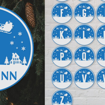 Intra απο ξύλο plywood 3mm-4mm πάχος Χριστουγεννιάτικο μισό στρογγυλό αυτοκόλλητο αλφαβήτου Δίασταση 20x30 cm INTRAFABR-76786186 - Image 1