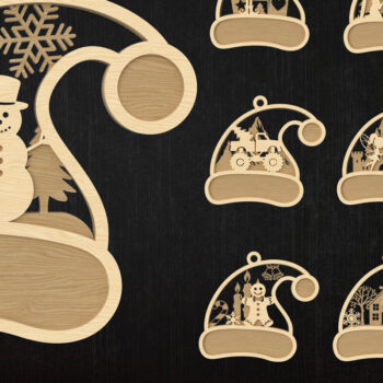 Intra απο ξύλο plywood 3mm-4mm πάχος Χριστουγεννιάτικο καπέλο στολίδι Δέσμη  Κοπή Δίασταση 8x8 cm INTRAFABR-109013193 - Image 1