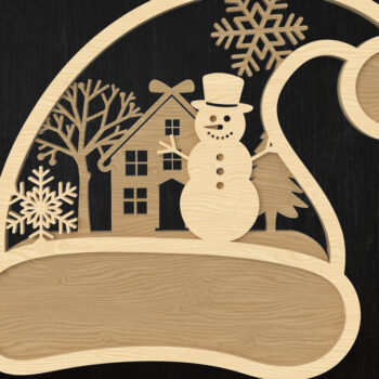 Intra απο ξύλο plywood 3mm-4mm πάχος Χριστουγεννιάτικο καπέλο στολίδι Δέσμη  Κοπή Δίασταση 8x8 cm INTRAFABR-109013193 - Image 2