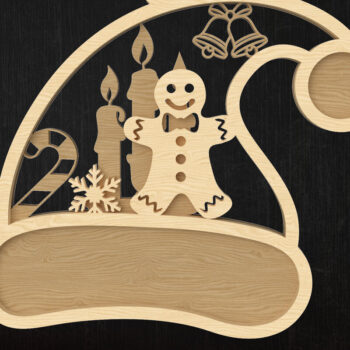 Intra απο ξύλο plywood 3mm-4mm πάχος Χριστουγεννιάτικο καπέλο στολίδι Δέσμη  Κοπή Δίασταση 8x8 cm INTRAFABR-109013193 - Image 3